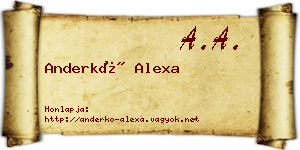 Anderkó Alexa névjegykártya